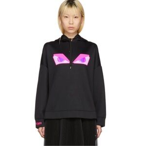 Fendi Black Hoodie with Pink eyes used